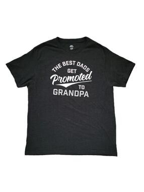 Father’s Day “Best Dads Get Promoted to Grandpa” T-Shirt XL Black Graphic Tee